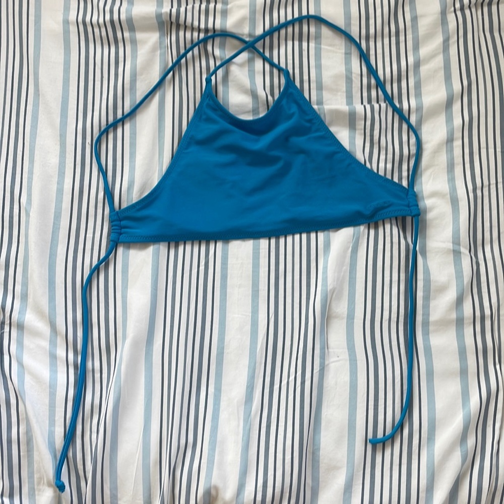 XS Sky Blue Volcom Halter Bikini Top!